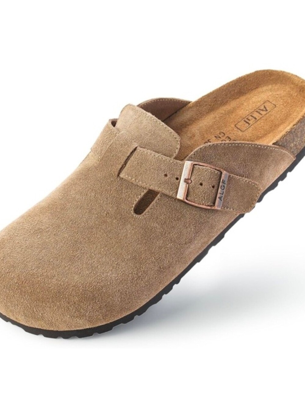 ALGF Suede Slip-On Clog in Taupe Brown